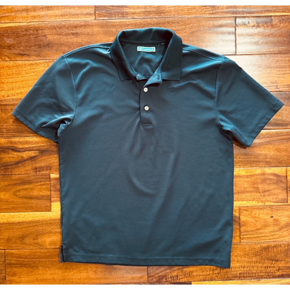 Cubavera Polo Shirt Mens L Black Excellent Micro Ribbed Short Sleeve 893